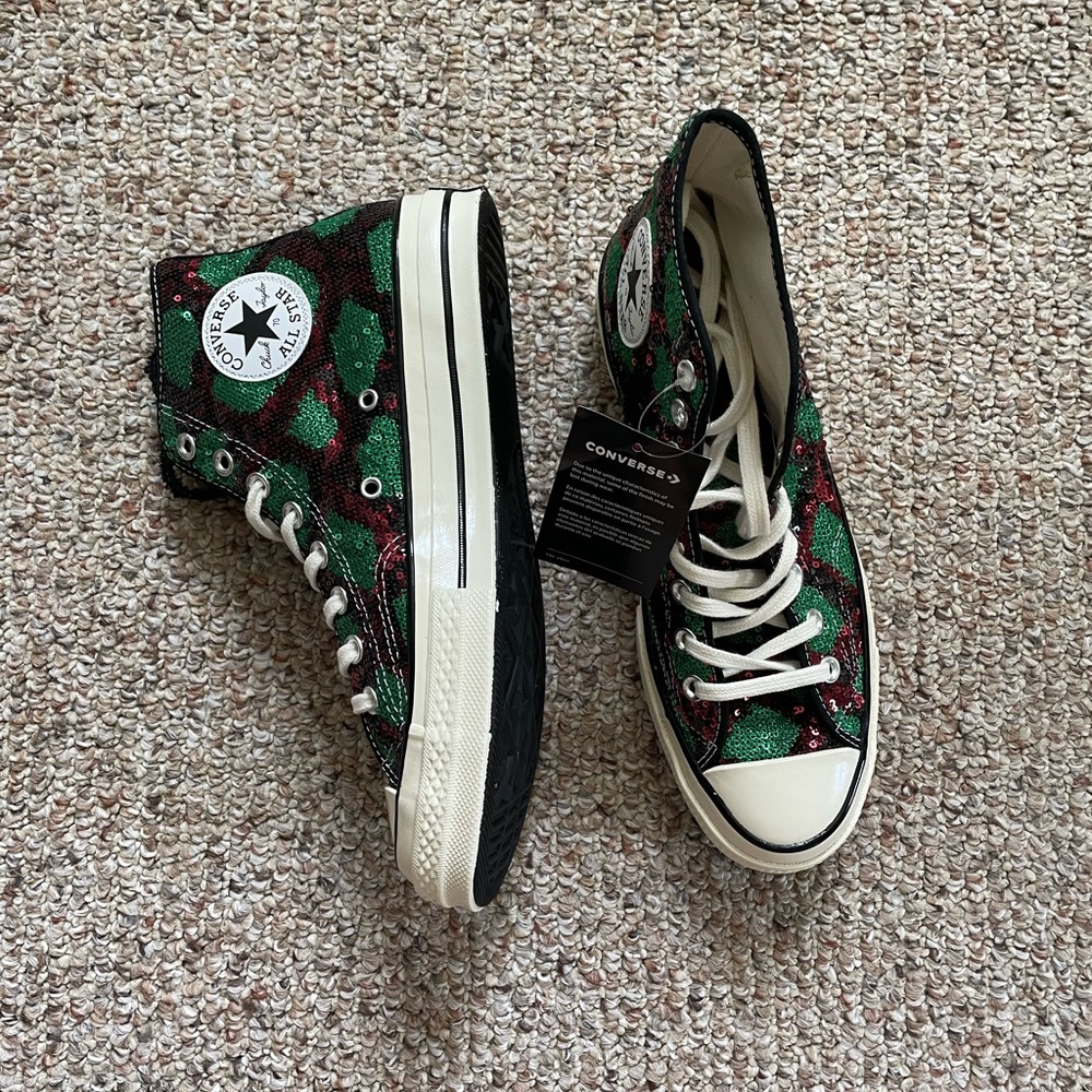 Converse x 70 Chuck, size 10W, color red and green.